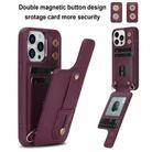 For iPhone 16 Pro Max Wristband Vertical Flip Wallet Back Cover Phone Case with Long Lanyard(Wine Red) - 2