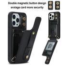 For iPhone 16 Pro Wristband Vertical Flip Wallet Back Cover Phone Case with Long Lanyard(Black) - 2