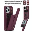 For iPhone 16 Pro Wristband Vertical Flip Wallet Back Cover Phone Case with Long Lanyard(Wine Red) - 2