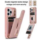 For iPhone 16 Pro Wristband Vertical Flip Wallet Back Cover Phone Case with Long Lanyard(Rose Gold) - 2