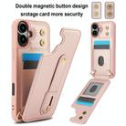 For iPhone 16 Plus Wristband Vertical Flip Wallet Back Cover Phone Case with Long Lanyard(Rose Gold) - 2