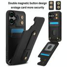 For iPhone 16 Wristband Vertical Flip Wallet Back Cover Phone Case with Long Lanyard(Black) - 2