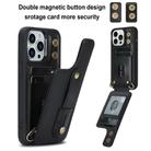 For iPhone 15 Pro Max Wristband Vertical Flip Wallet Back Cover Phone Case with Long Lanyard(Black) - 2