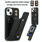 For iPhone 15 Wristband Vertical Flip Wallet Back Cover Phone Case with Long Lanyard(Black) - 2