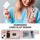 For iPhone 15 Wristband Vertical Flip Wallet Back Cover Phone Case with Long Lanyard(Rose Gold) - 3