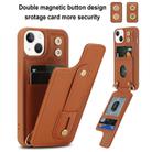 For iPhone 15 Wristband Vertical Flip Wallet Back Cover Phone Case with Long Lanyard(Brown) - 2