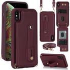 For iPhone XS Max Wristband Vertical Flip Wallet Back Cover Phone Case with Long Lanyard(Wine Red) - 1