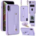 For iPhone XS Max Wristband Vertical Flip Wallet Back Cover Phone Case with Long Lanyard(Purple) - 1