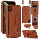 For iPhone XS Max Wristband Vertical Flip Wallet Back Cover Phone Case with Long Lanyard(Brown) - 1