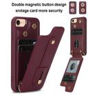For iPhone SE 2022 / 2020 / 8 Wristband Vertical Flip Wallet Back Cover Phone Case with Long Lanyard(Wine Red) - 2
