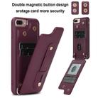 For iPhone 8 Plus / 7 Plus Wristband Vertical Flip Wallet Back Cover Phone Case with Long Lanyard(Wine Red) - 2