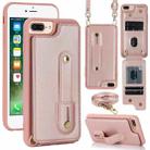 For iPhone 8 Plus / 7 Plus Wristband Vertical Flip Wallet Back Cover Phone Case with Long Lanyard(Rose Gold) - 1