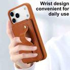 For iPhone 17 Pro Max Wristband Vertical Flip Wallet Back Cover Phone Case with Long Lanyard(Brown) - 2