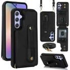 For Samsung Galaxy S24+ 5G Wristband Vertical Flip Wallet Back Cover Phone Case with Long Lanyard(Black) - 1