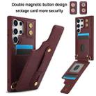 For Samsung Galaxy S25 Ultra 5G Wristband Vertical Flip Wallet Back Cover Phone Case with Long Lanyard(Wine Red) - 2