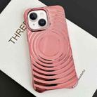 For iPhone 15 Plus Electroplating Wave MagSafe Phone Case(Pink) - 1