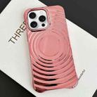 For iPhone 11 Pro Max Electroplating Wave MagSafe Phone Case(Pink) - 1