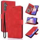 For Samsung Galaxy S24 FE 5G Fantasy Skin-feel Calfskin Texture Leather Phone Case(Red) - 1