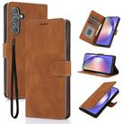 For Samsung Galaxy S24 FE 5G Fantasy Skin-feel Calfskin Texture Leather Phone Case(Brown) - 1