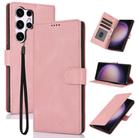 For Samsung Galaxy S24 Ultra 5G Fantasy Skin-feel Calfskin Texture Leather Phone Case(Pink) - 1