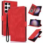 For Samsung Galaxy S24 Ultra 5G Fantasy Skin-feel Calfskin Texture Leather Phone Case(Red) - 1