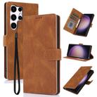 For Samsung Galaxy S24 Ultra 5G Fantasy Skin-feel Calfskin Texture Leather Phone Case(Brown) - 1