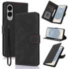 For Samsung Galaxy S25 Edge 5G Fantasy Skin-feel Calfskin Texture Leather Phone Case(Black) - 1