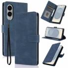 For Samsung Galaxy S25 Edge 5G Fantasy Skin-feel Calfskin Texture Leather Phone Case(Blue) - 1