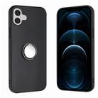 For iPhone 16 Plus Matte Ring Holder TPU Phone Case(Black) - 1