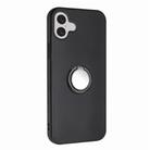 For iPhone 16 Plus Matte Ring Holder TPU Phone Case(Black) - 2