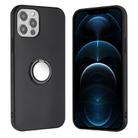 For iPhone 12 Pro Max Matte Ring Holder TPU Phone Case(Black) - 1