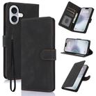 For iPhone 16 Plus Fantasy Skin-feel Calfskin Texture Leather Phone Case(Black) - 1