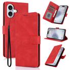 For iPhone 16 Plus Fantasy Skin-feel Calfskin Texture Leather Phone Case(Red) - 1