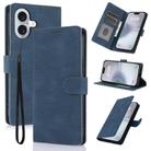 For iPhone 16 Plus Fantasy Skin-feel Calfskin Texture Leather Phone Case(Blue) - 1