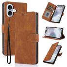 For iPhone 16 Plus Fantasy Skin-feel Calfskin Texture Leather Phone Case(Brown) - 1