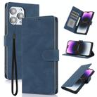 For iPhone 15 Pro Max Fantasy Skin-feel Calfskin Texture Leather Phone Case(Blue) - 1