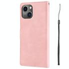 For iPhone 15 Plus / 14 Plus Fantasy Skin-feel Calfskin Texture Leather Phone Case(Pink) - 3