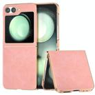 For Samsung Galaxy Z Flip6 Electroplated Frame PU Leather Full Coverage Phone Case(Pink) - 1