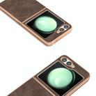 For Samsung Galaxy Z Flip6 Electroplated Frame PU Leather Full Coverage Phone Case(Coffee) - 3