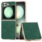 For Samsung Galaxy Z Flip6 Electroplated Frame PU Leather Full Coverage Phone Case(Green) - 1