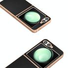 For Samsung Galaxy Z Flip6 ABEEL Electroplated Frame Genuine Leather Elegant Phone Case(Black) - 3