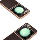 For Samsung Galaxy Z Flip6 ABEEL Electroplated Frame Genuine Leather Elegant Phone Case(Coffee) - 3