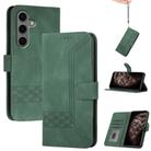 For Samsung Galaxy S25+ 5G Cubic Skin Feel Flip Leather Phone Case(Green) - 1