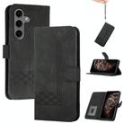For Samsung Galaxy S25+ 5G Cubic Skin Feel Flip Leather Phone Case(Black) - 1