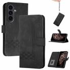 For Samsung Galaxy S25 FE 5G Cubic Skin Feel Flip Leather Phone Case(Black) - 1