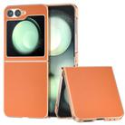 For Samsung Galaxy Z Flip6 PU Leather Electroplating Frame Full Coverage Phone Case(Orange) - 1