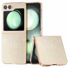 For Samsung Galaxy Z Flip6 PU Leather Electroplating Frame Full Coverage Phone Case(Gold) - 1