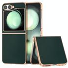 For Samsung Galaxy Z Flip6 PU Leather Electroplating Frame Full Coverage Phone Case(Green) - 1