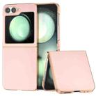 For Samsung Galaxy Z Flip6 PU Leather Electroplating Frame Full Coverage Phone Case(Light Pink) - 1