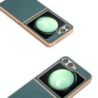 For Samsung Galaxy Z Flip6 ABEEL Electroplating Frame Genuine Leather Luolai Series Phone Case(Dark Green) - 3